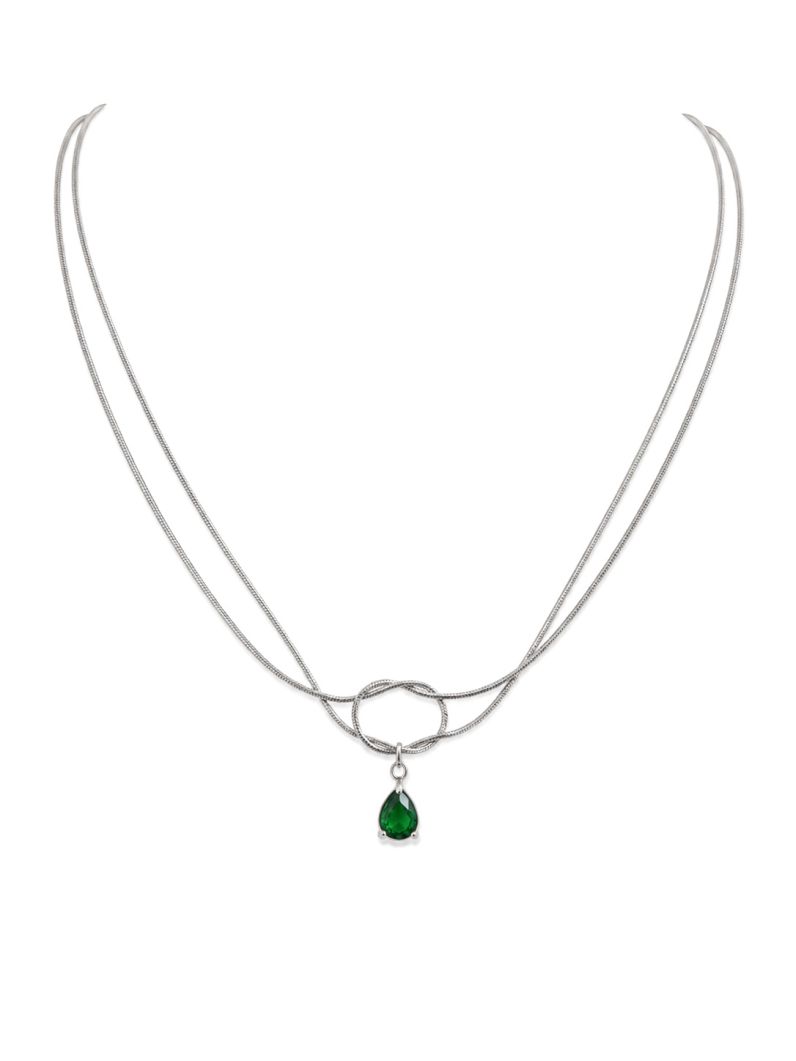 Colar Aço Inoxidável Folheado a Ouro 18k e Prata Gota Cristal