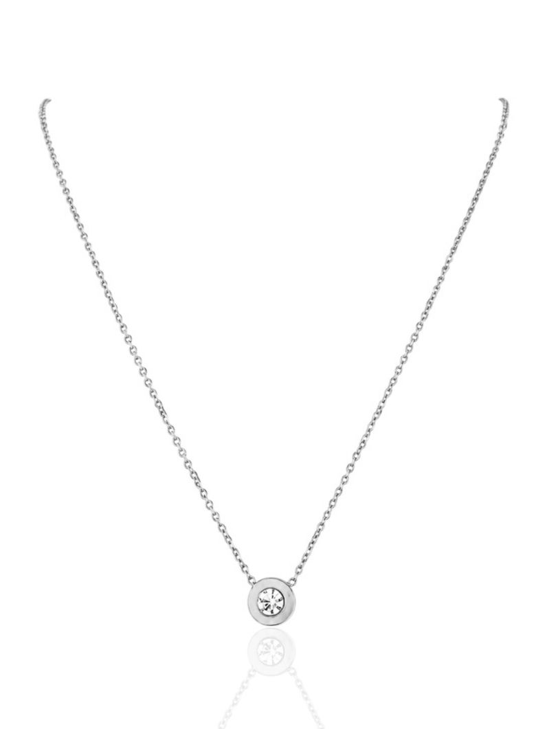 Colar Aço Inoxidavel Folheado a Ouro 18k e Prata Inspiração Grandes Marcas Com Cristal