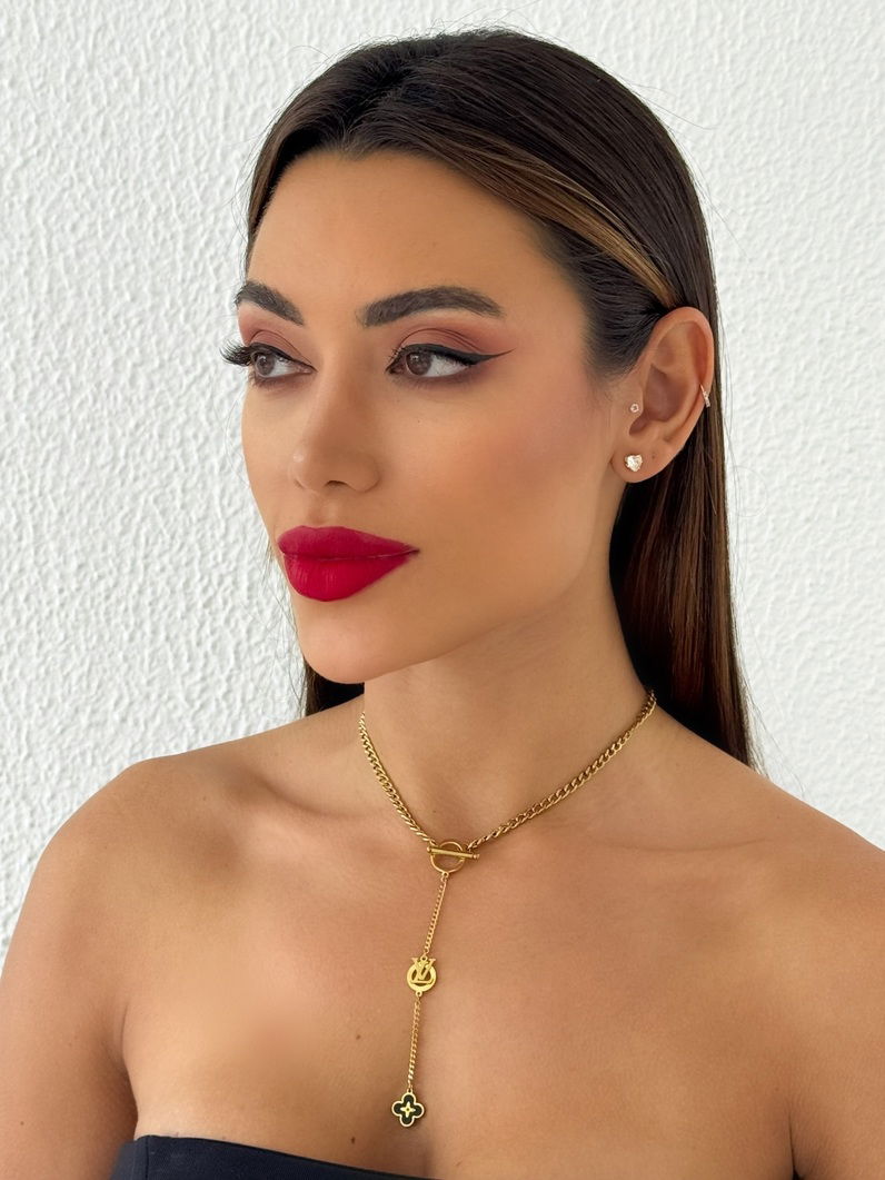 Colar Aço Inoxidável Folheado a Ouro 18k Elo Grumet Com Inspiração Grandes Marcas