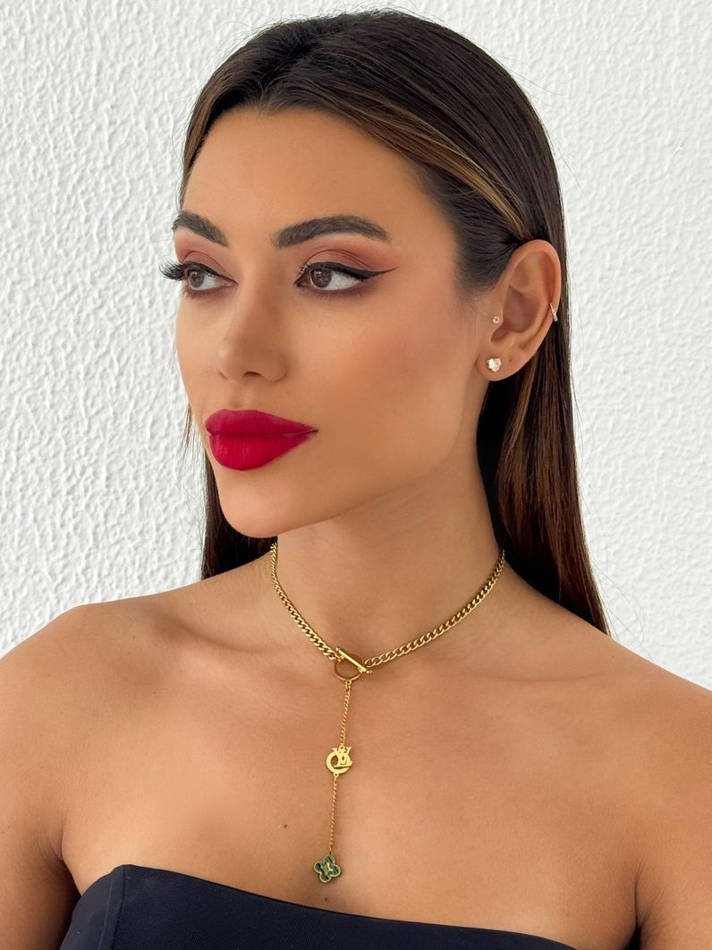 Colar Aço Inoxidável Folheado a Ouro 18k Elo Grumet Com Inspiração Grandes Marcas