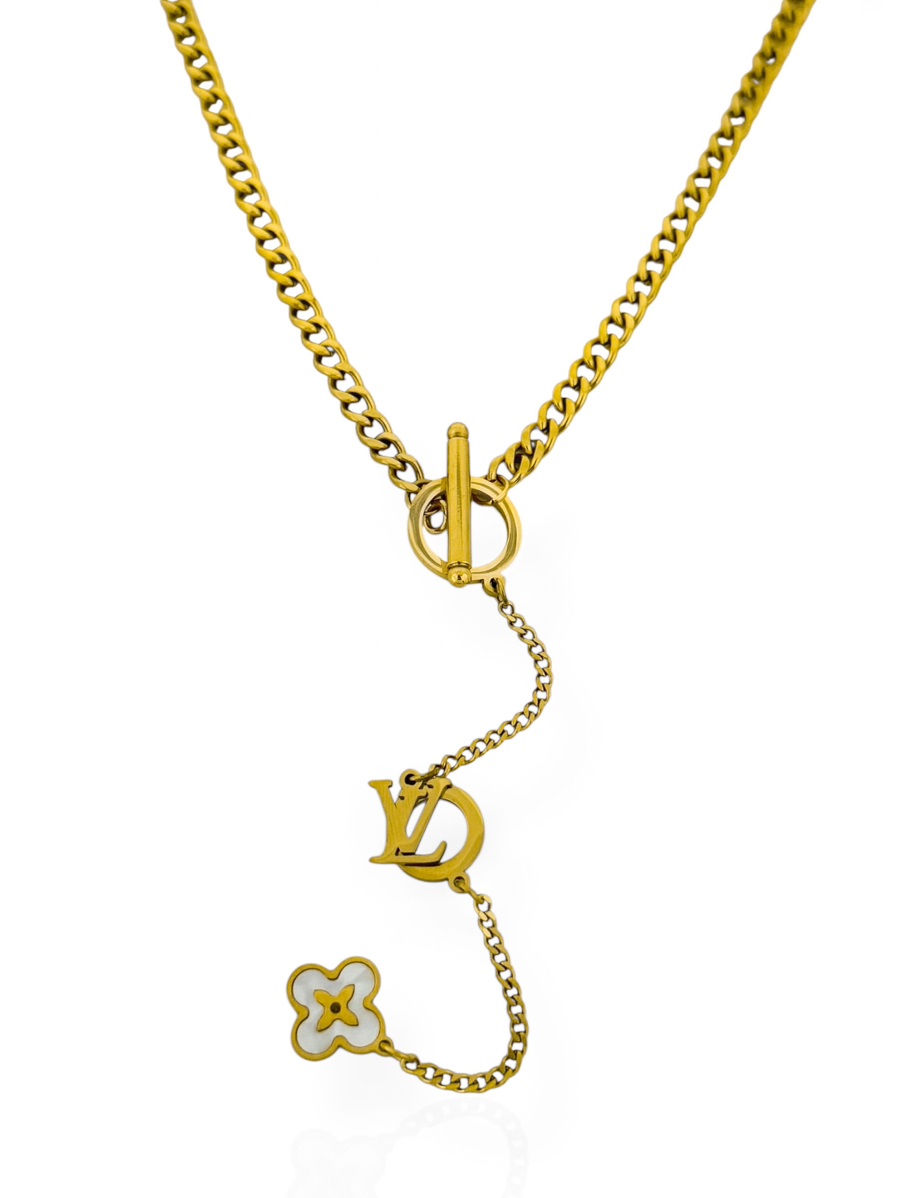 Colar Aço Inoxidável Folheado a Ouro 18k Elo Grumet Com Inspiração Grandes Marcas