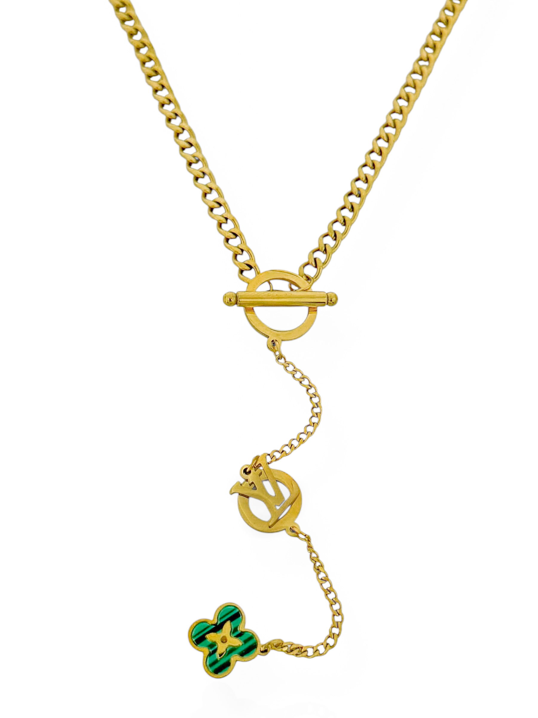 Colar Aço Inoxidável Folheado a Ouro 18k Elo Grumet Com Inspiração Grandes Marcas