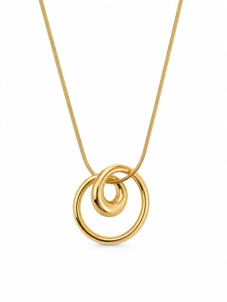 Colar Aço Inoxidavel Folheado a Ouro 18K Forma Organica