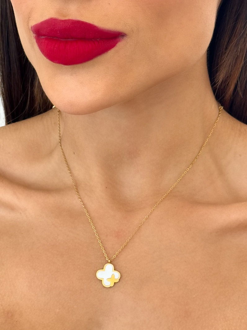 Colar Aço Inoxidável Folheado a Ouro 18k Inspiração Vg. Resinada