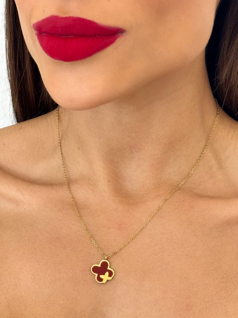 Colar Aço Inoxidável Folheado a Ouro 18k Inspiração Vg. Resinada