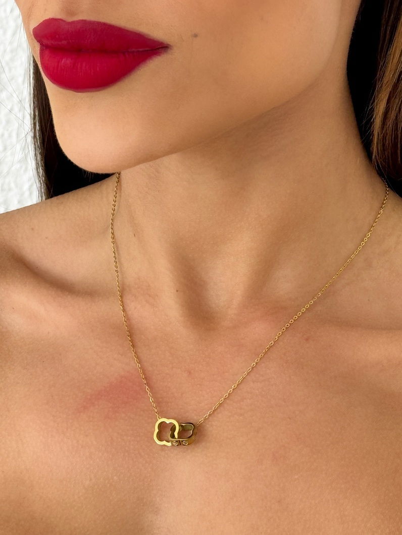 Colar Aço Inoxidável folheado a ouro 18k inspiração Vg