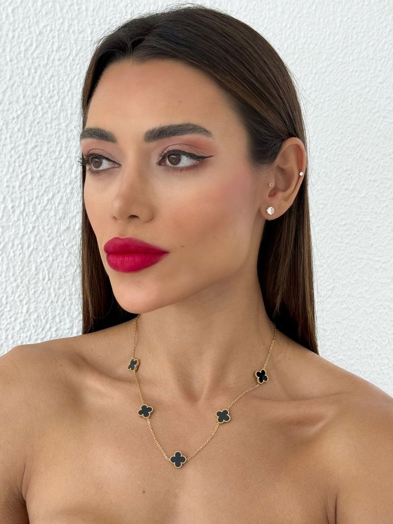 Colar Aço Inoxidável Folheado a Ouro 18k Inspiração Vg. Resinado