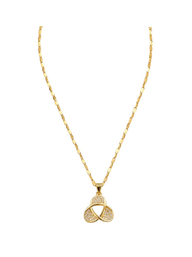 Colar Aço Inoxidavel Folheado a Ouro 18k Pingente Cravejado
