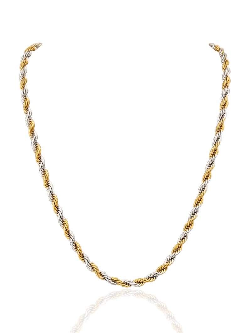 Colar Aço Inoxidavel Folheado Ouro 18k Cordão Baiano Mix Banho