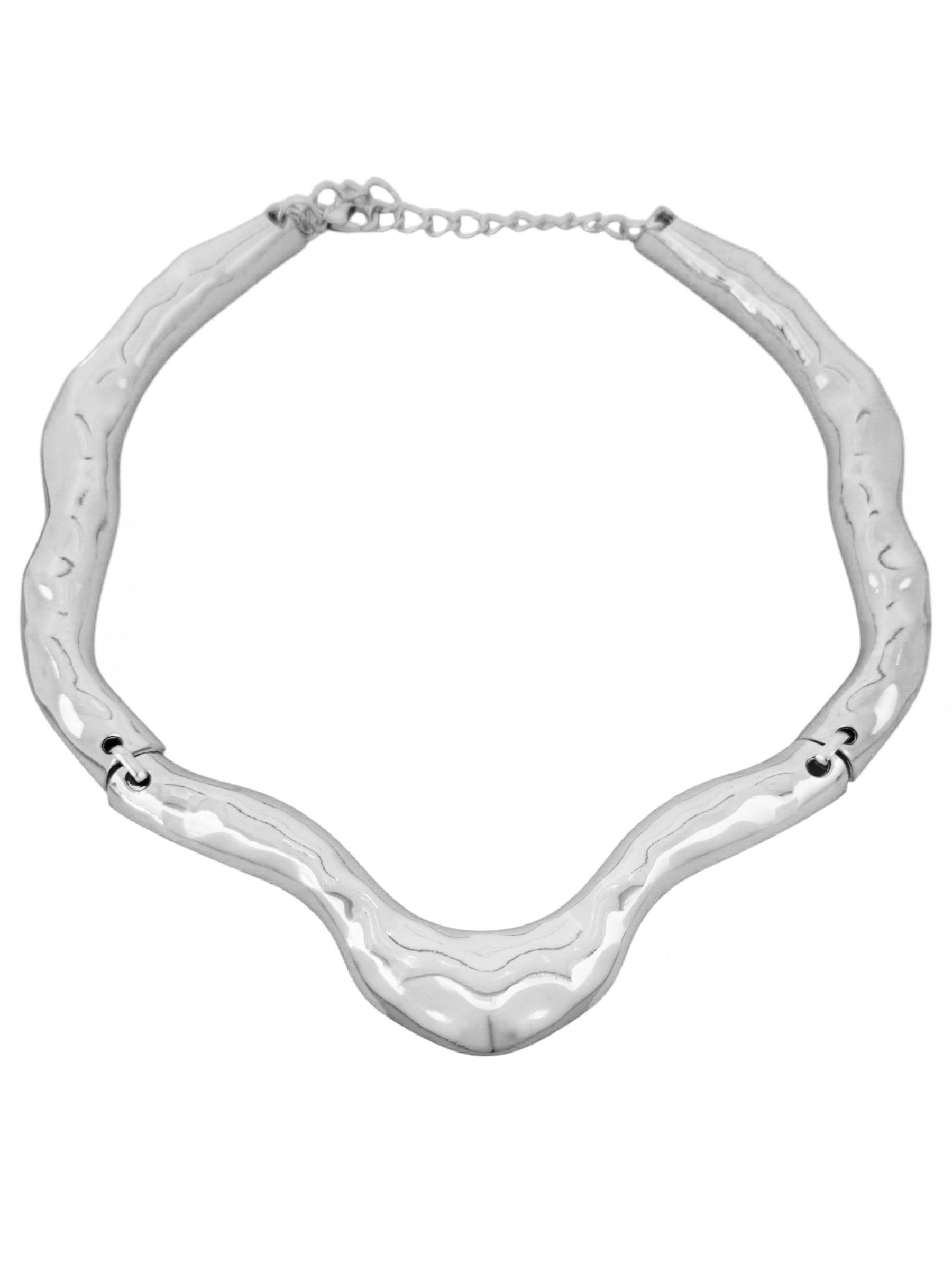 Colar Aro Articulado Folheado a Ouro 18k e Prata Martelado