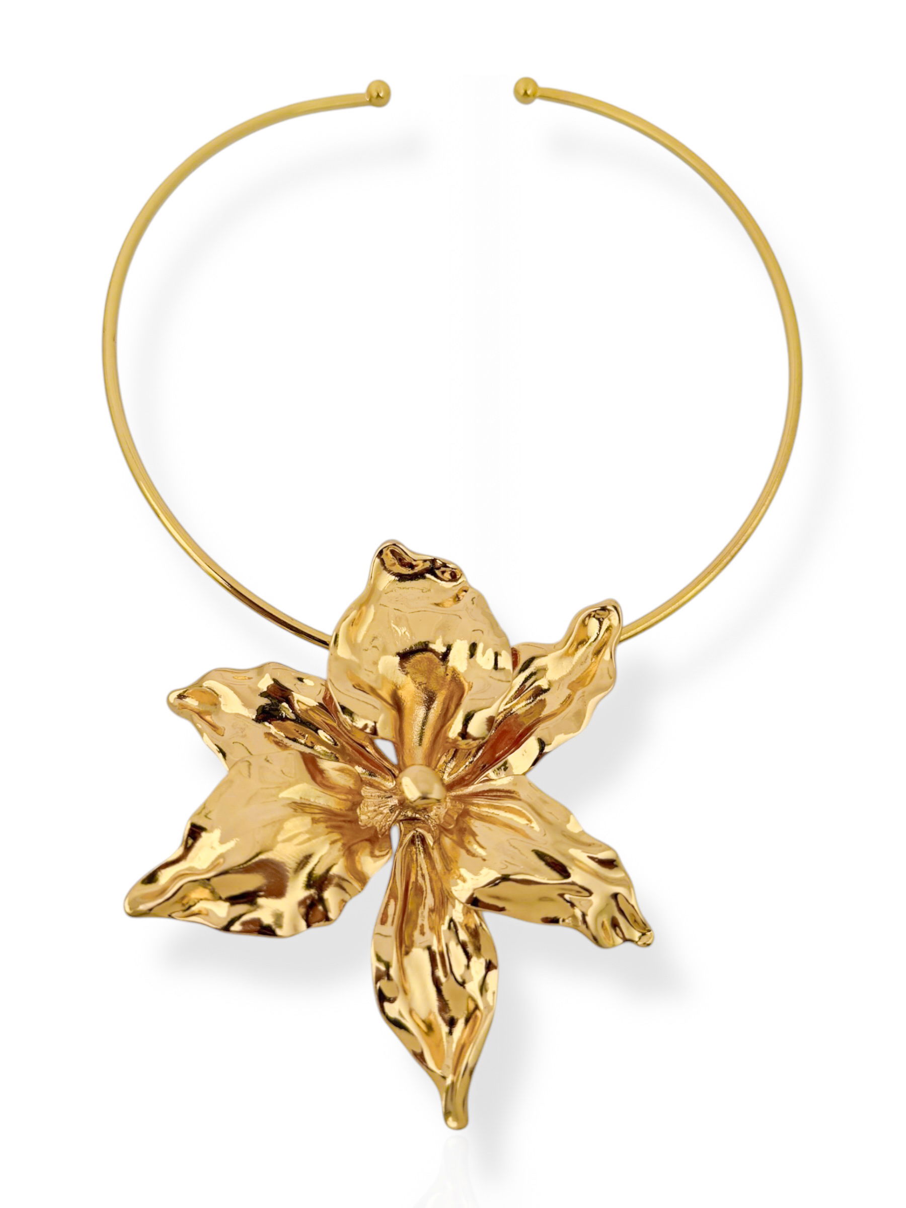 Colar Aro Folheado a ouro 18K e Prata Aro Com Flor Martelado