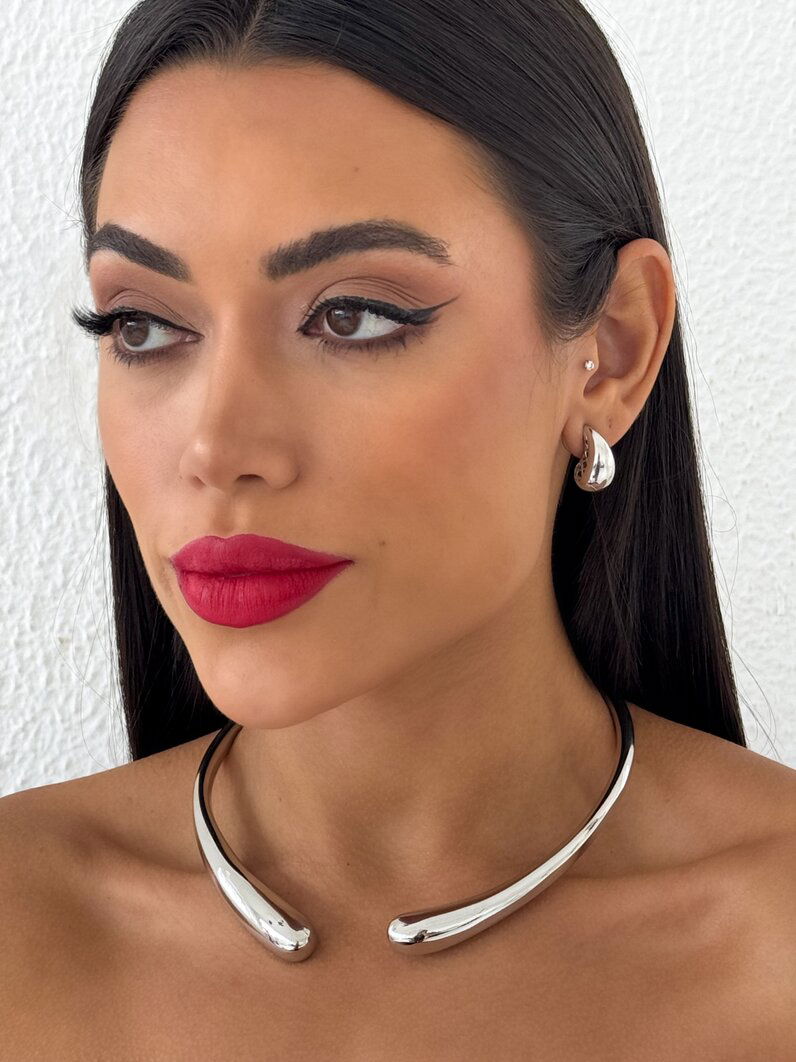 Colar Aro Folheado a ouro 18K e Prata Liso Ponteira Gota