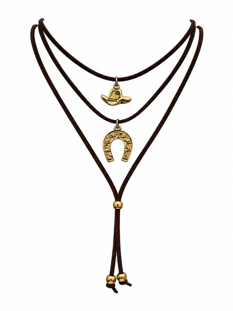 Colar Boho Com Pingente Folheado a Ouro 18k Design Rodeio