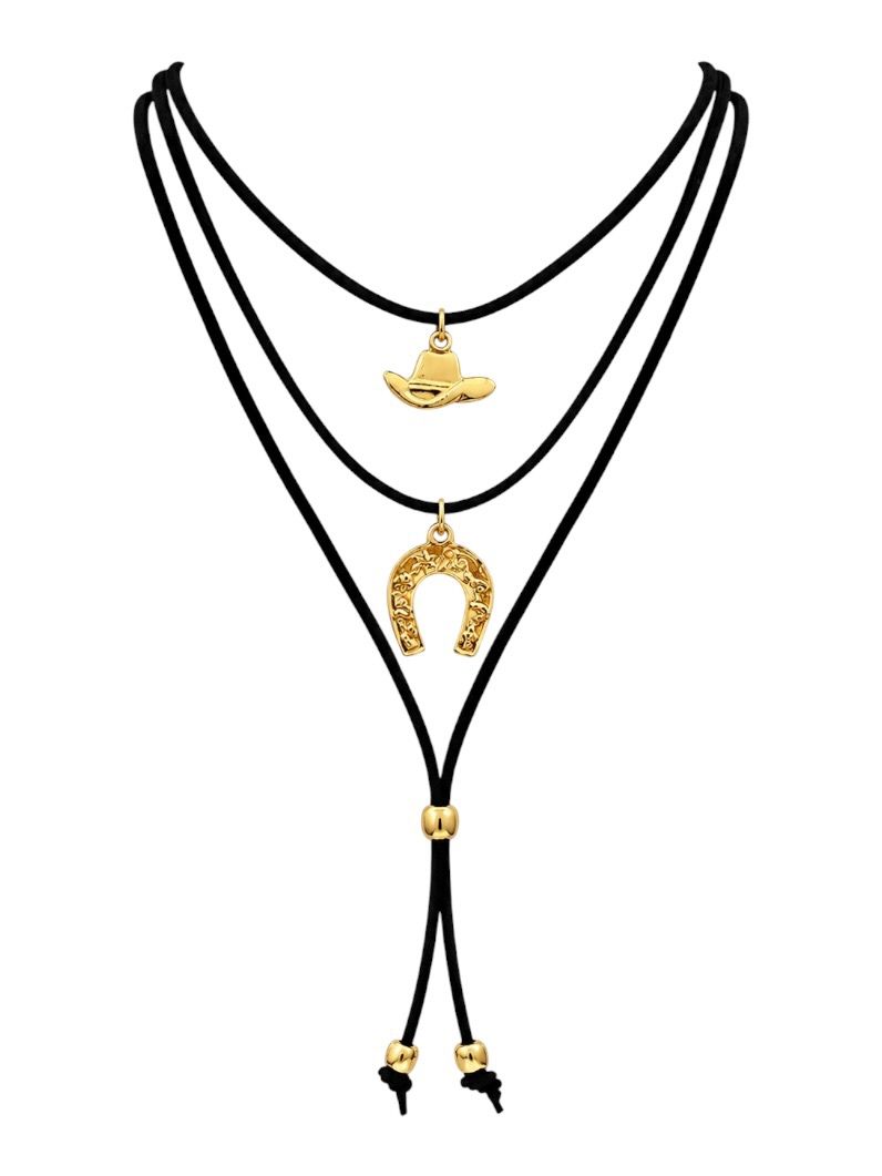 Colar Boho Com Pingente Folheado a Ouro 18k Design Rodeio