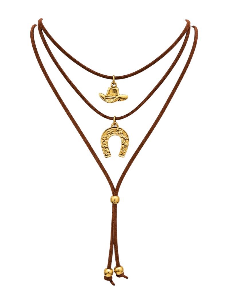 Colar Boho Com Pingente Folheado a Ouro 18k Design Rodeio