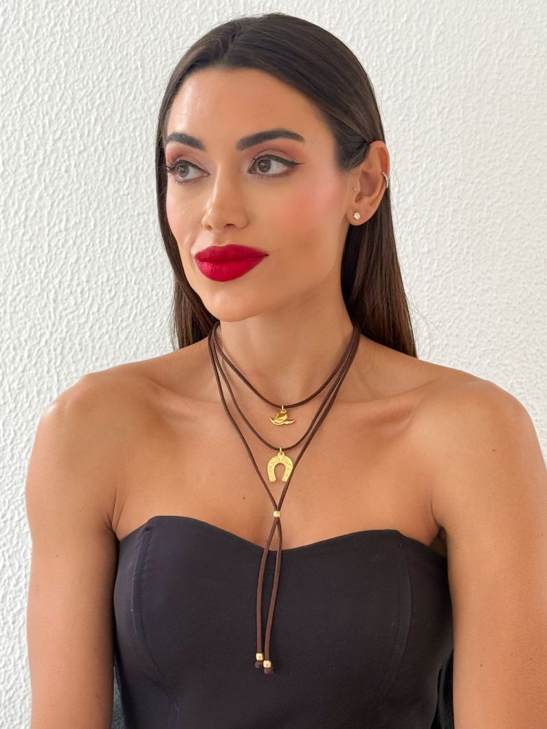Colar Boho Com Pingente Folheado a Ouro 18k Design Rodeio