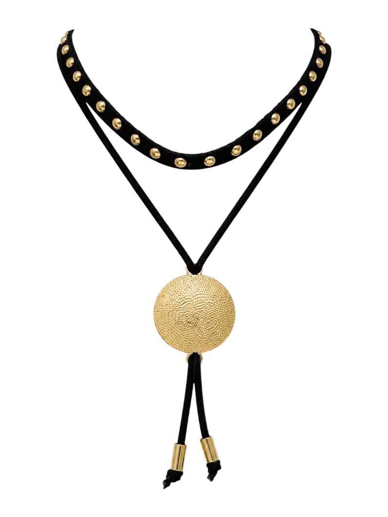 Colar Boho Folheado a Ouro 18k Placa Matelada