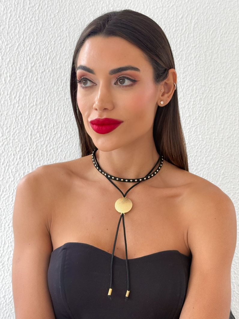 Colar Boho Folheado a Ouro 18k Placa Matelada