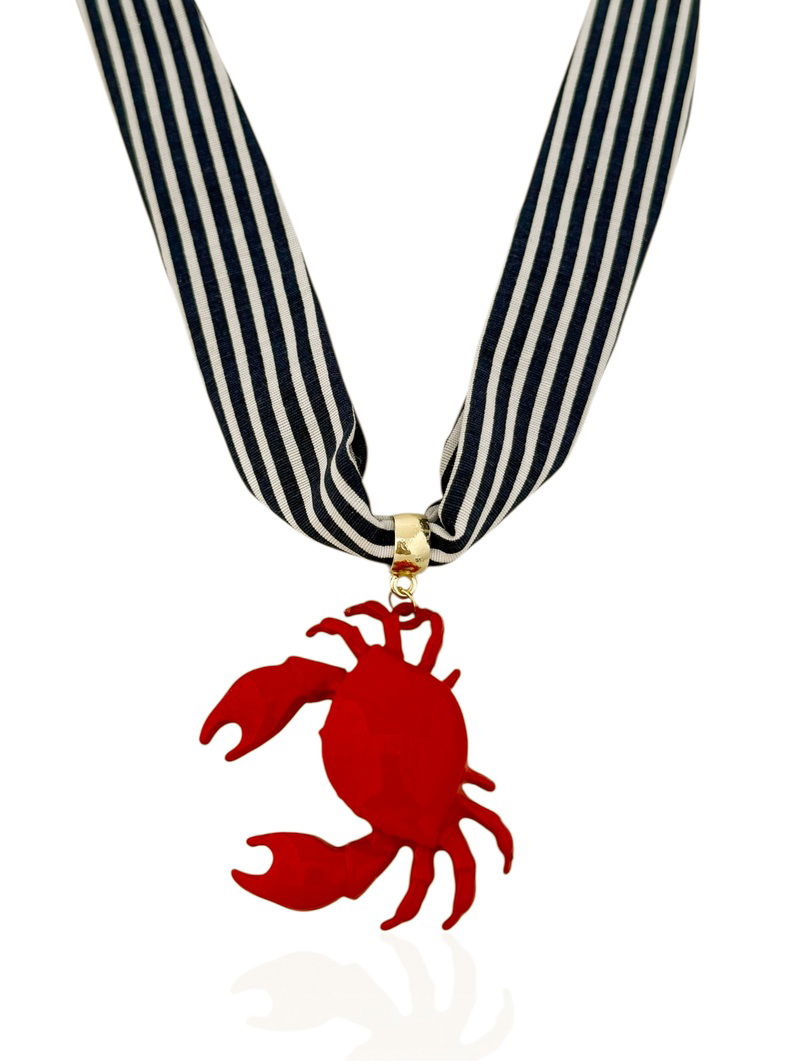 Colar Com Lenço Folheado a Ouro 18k Pingente Caranguejo