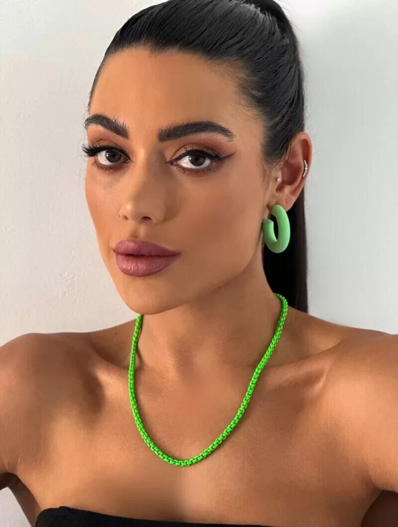 Colar Corrente Quadrada Esmaltada