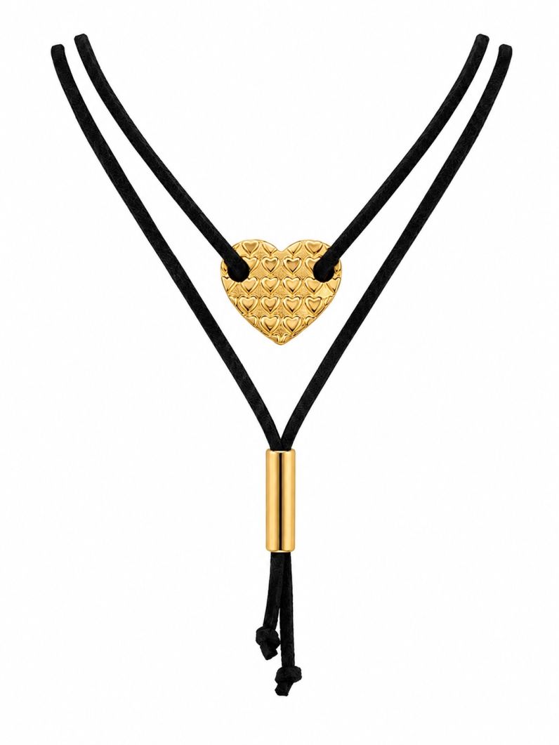 Colar Courinho Coração Martelado Folheado a Ouro 18k
