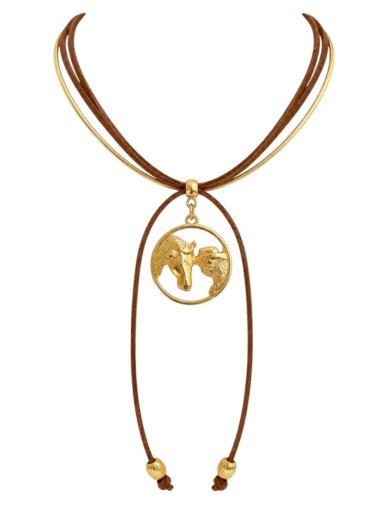 Colar Courinho Folheado a Ouro 18k Pingente Country