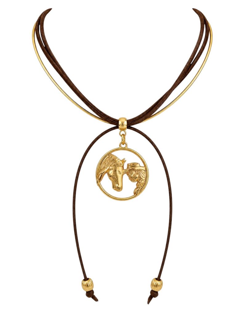 Colar Courinho Folheado a Ouro 18k Pingente Country