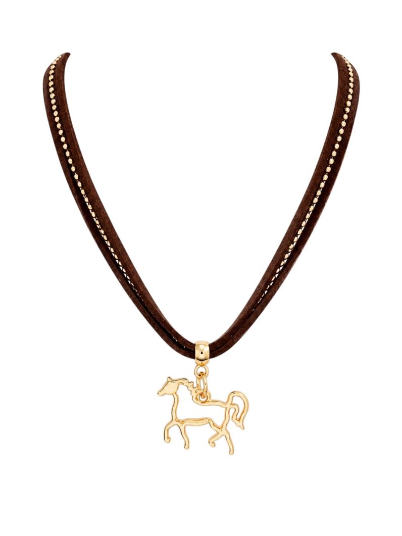 Colar Courinho Folheado a Ouro 18k Pingente Design Horse
