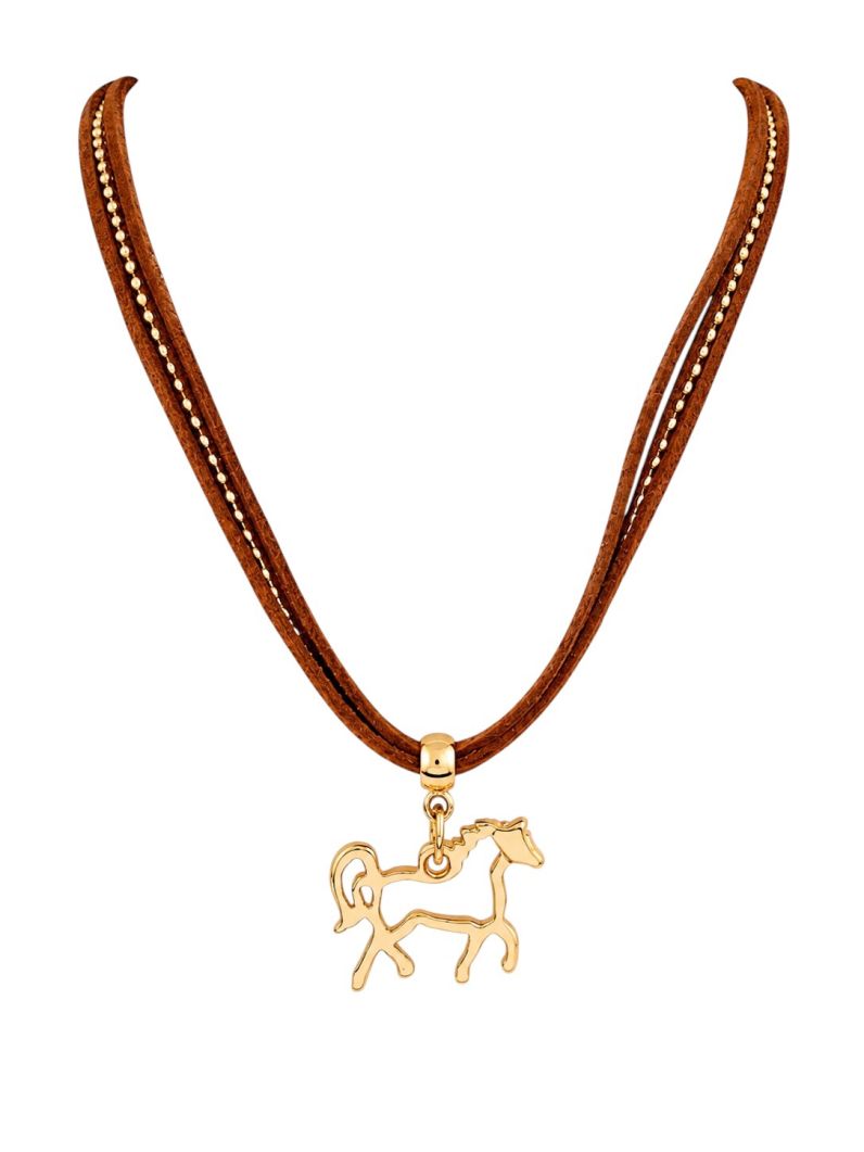 Colar Courinho Folheado a Ouro 18k Pingente Design Horse