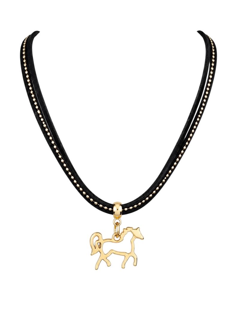 Colar Courinho Folheado a Ouro 18k Pingente Design Horse