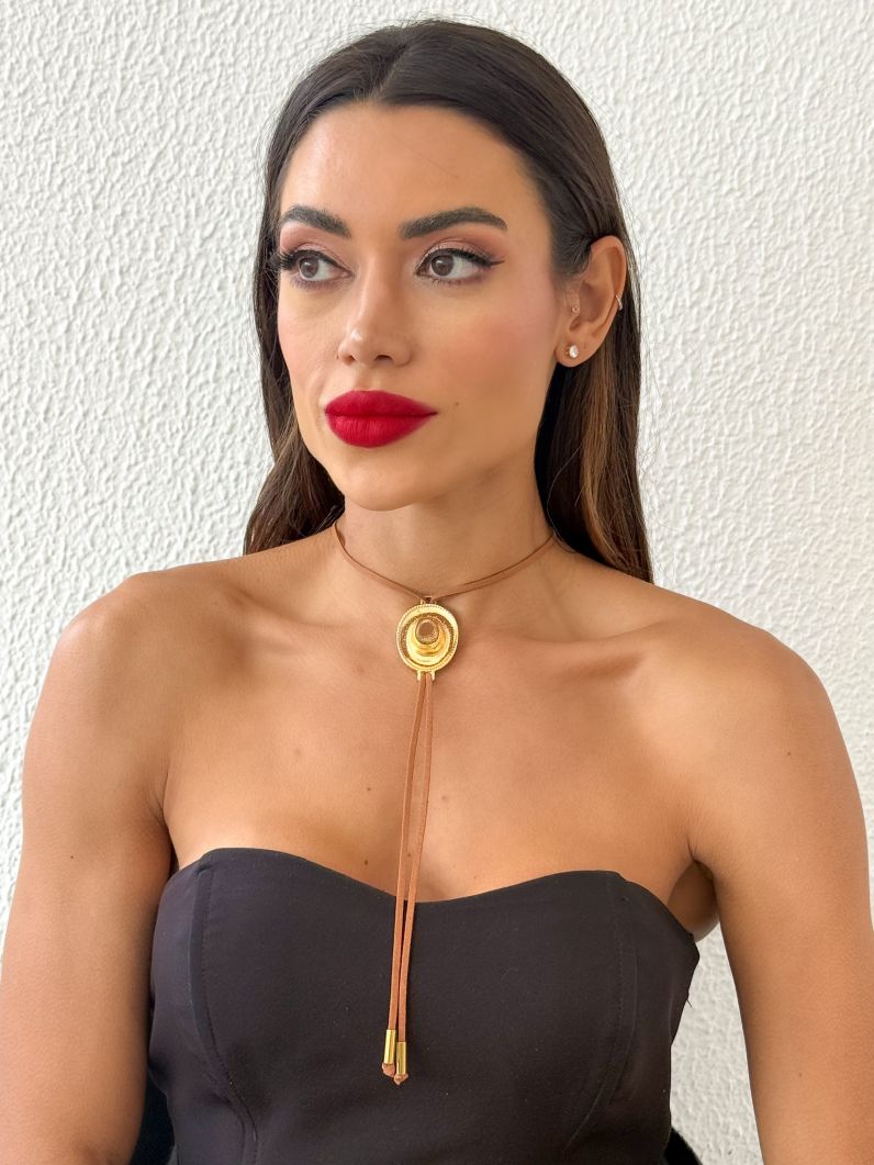 Colar Courinho Pingentes Folheado a Ouro 18k Pingente Chapéu