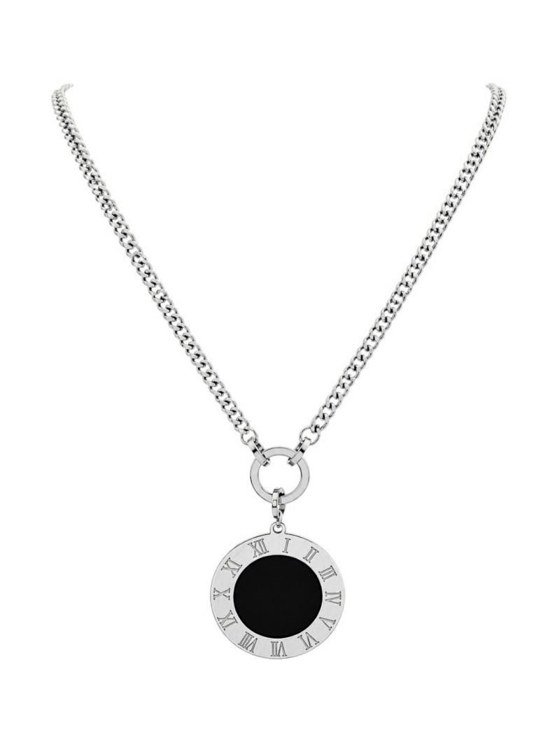 Colar de Aço Inoxidavel Folheado a Ouro 18k e Prata Circulo Resinado