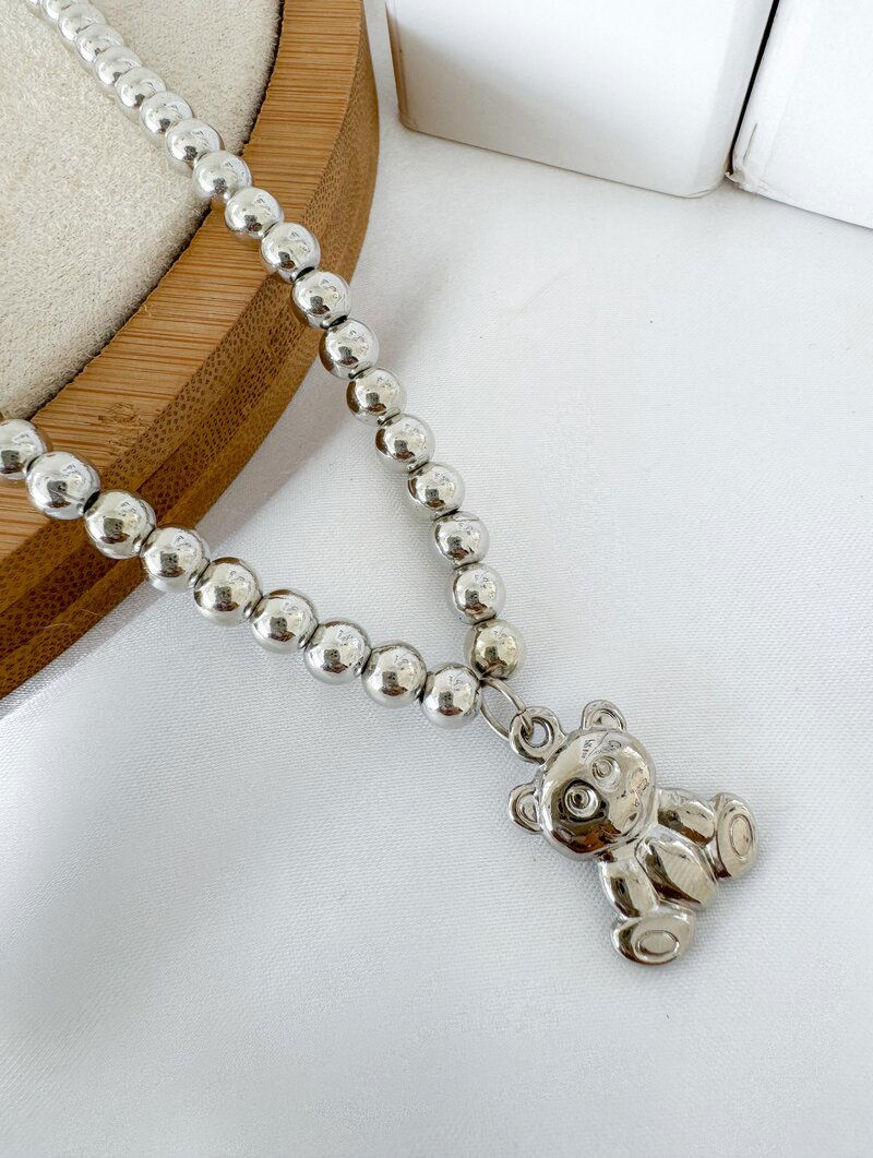 Colar de Esferas com Pingente Teddy