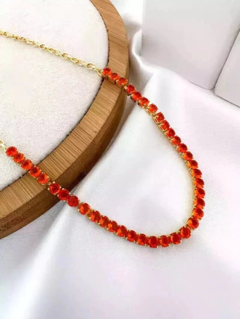 Colar de zircônia redondo folheado a ouro 18k e prata 925.