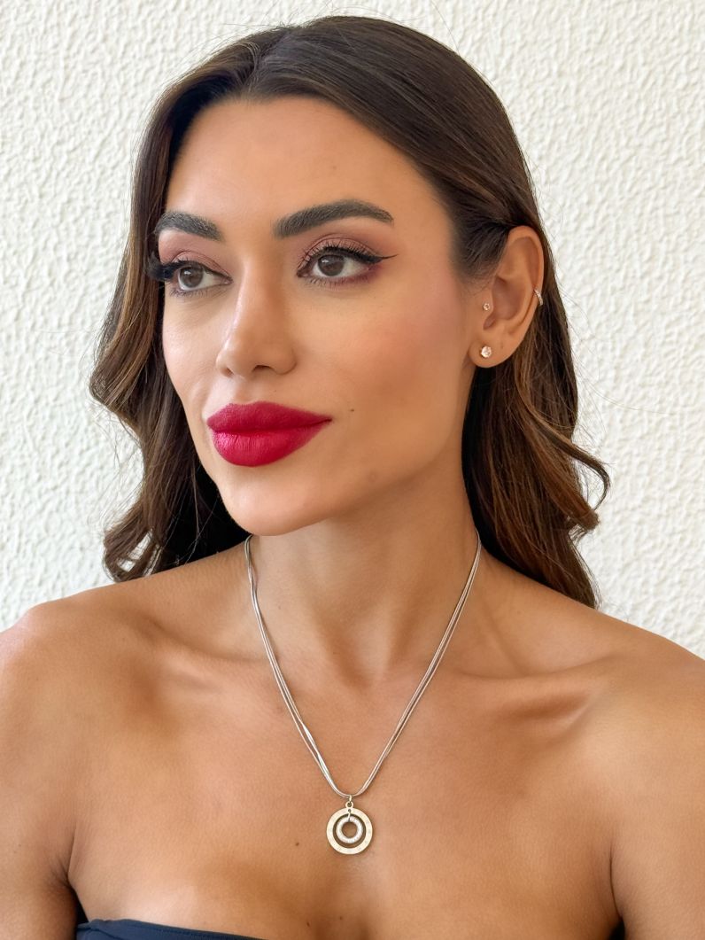 Colar Duplo Aço Inoxidável Folheado a Ouro 18k e Prata Inspiração Grandes Marcas Com Zircônias