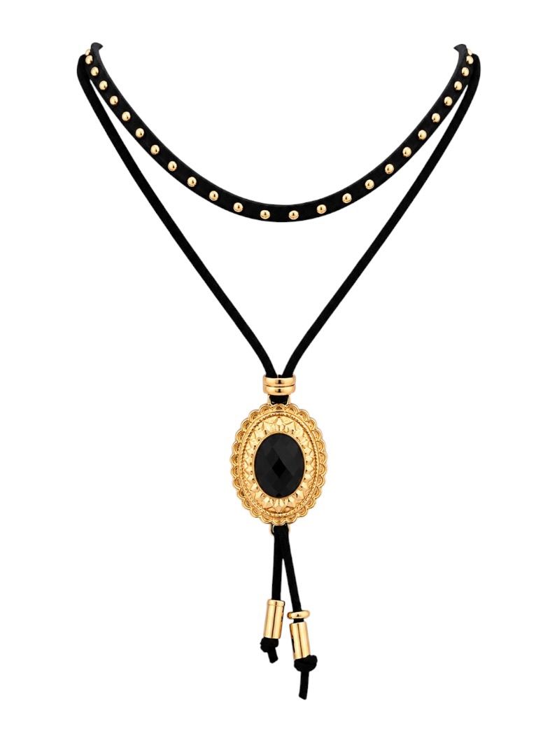 Colar Duplo Boho Folheado a Ouro 18k Oval Desenhado