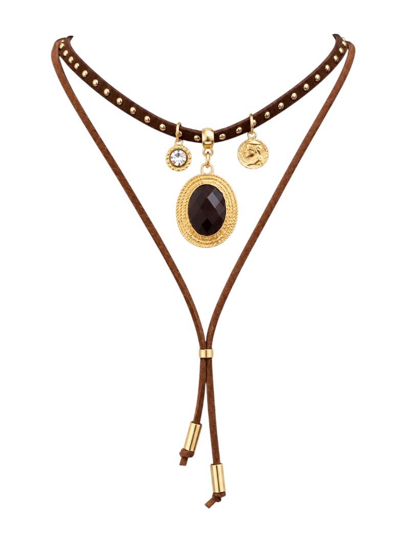 Colar Duplo Boho Folheado a Ouro 18k Oval Desenhado