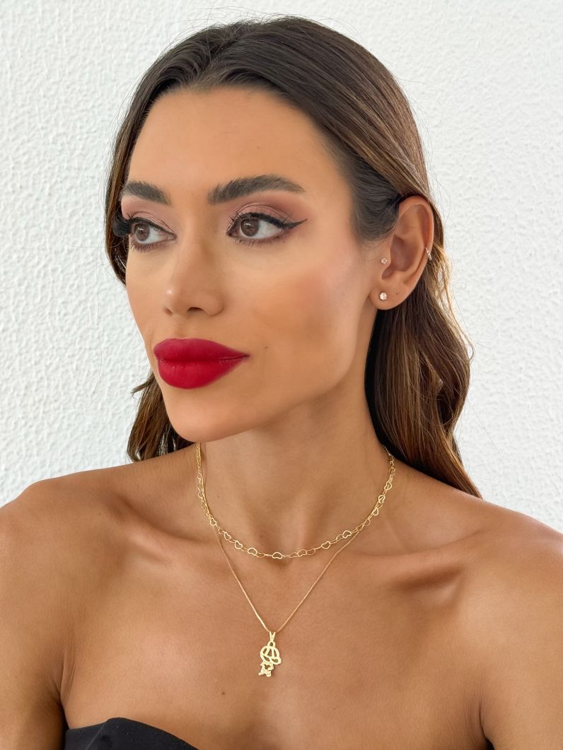Colar Duplo Folheado a Ouro 18k Coração e Criança