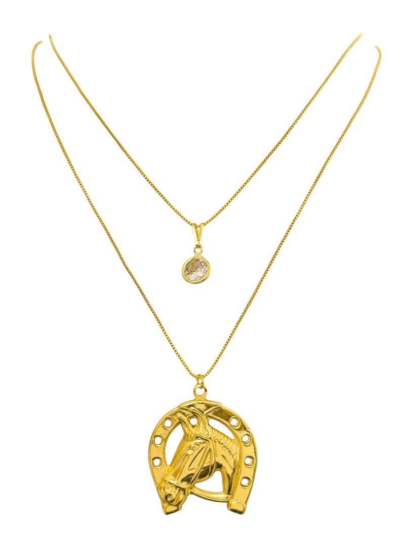 Colar Duplo Folheado a Ouro 18K Design Horse