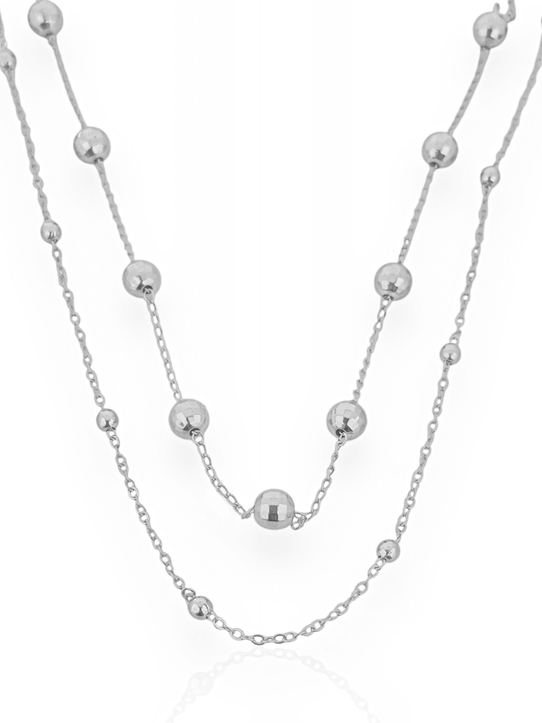 Colar Duplo Folheado a Ouro 18k e Prata 925 Mini Esferas Trabalhadas