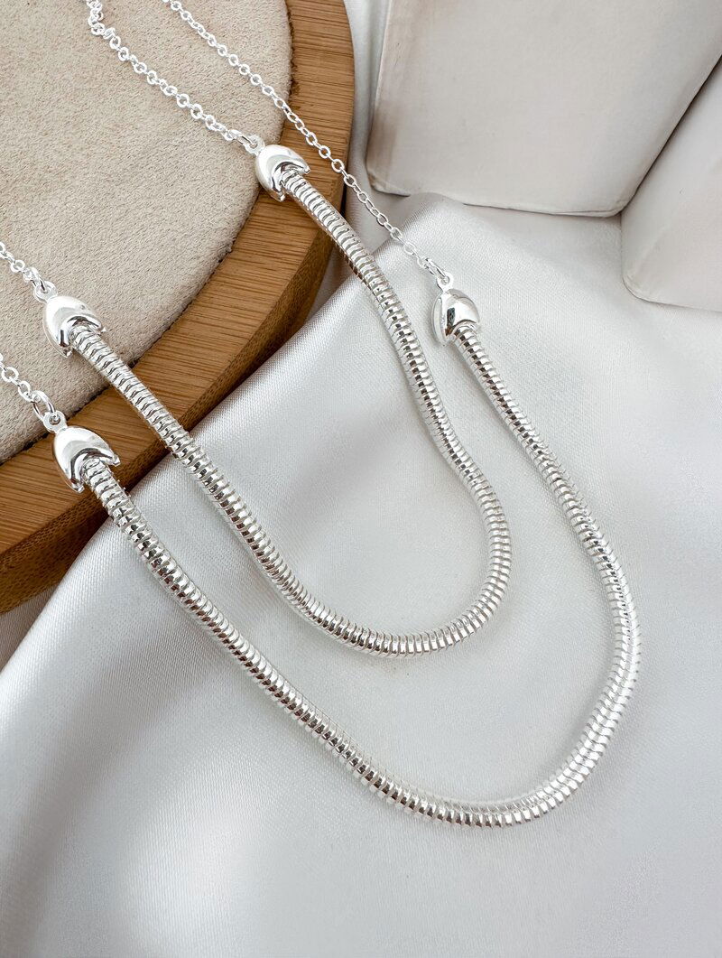 Colar Duplo Folheado a Ouro 18k e Prata 925 Rabo de Tatu