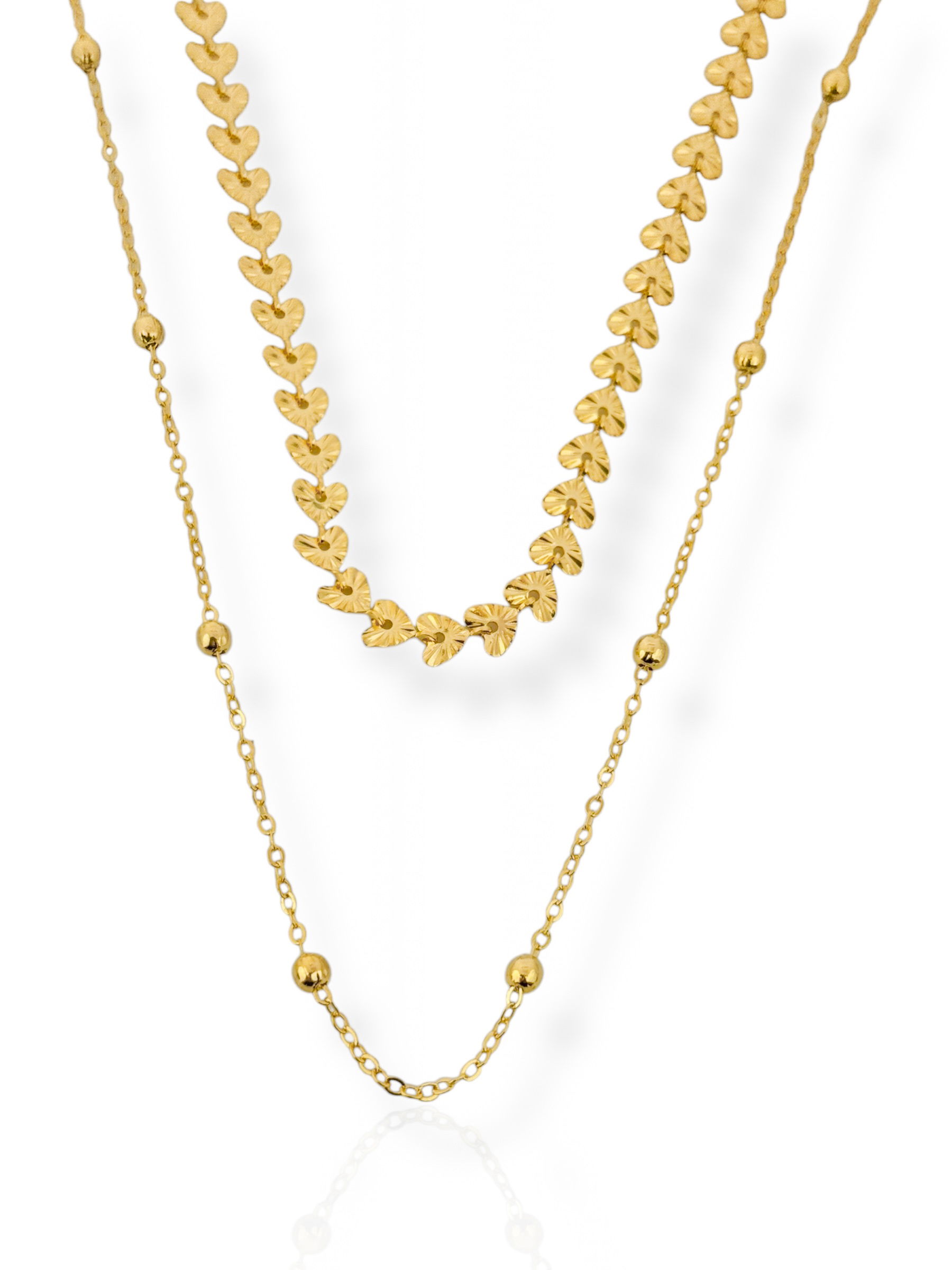 Colar Duplo Folheado a Prata 925 com escama e corrente de bolinhas