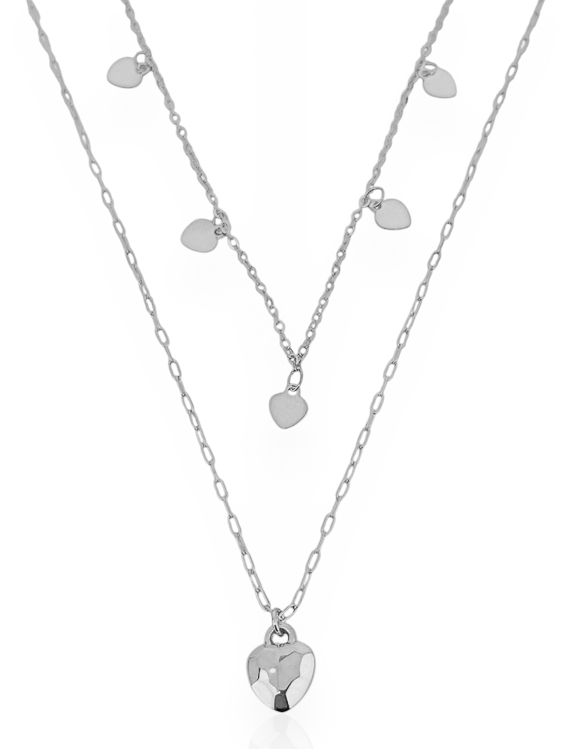 Colar Duplo Folheado a Ouro 18k e Prata Corações