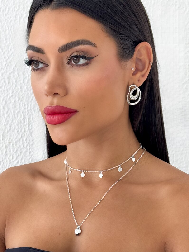 Colar Duplo Folheado a Ouro 18k e Prata Corações