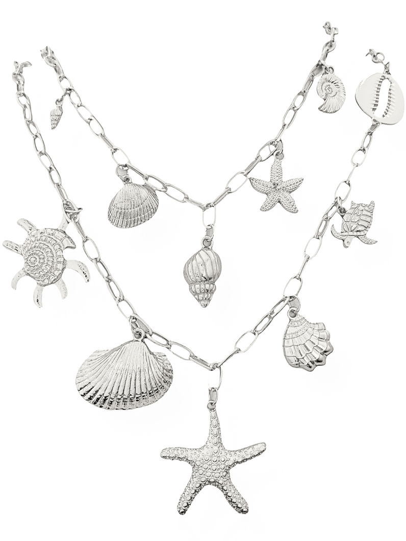 Colar Duplo Folheado a Ouro 18k e Prata Design Fundo do Mar