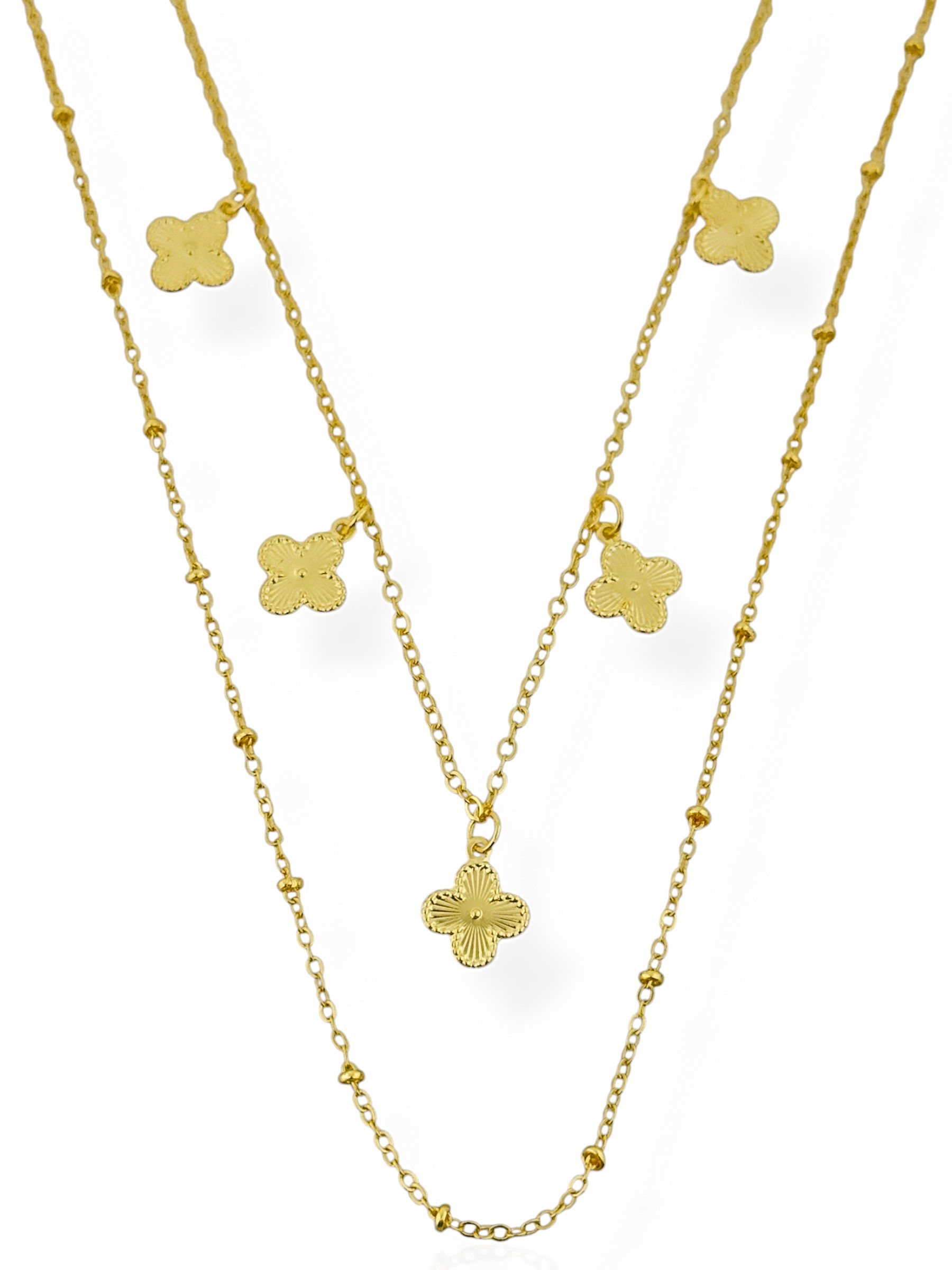 Colar Duplo Folheado a Ouro 18k Inspiração Vg