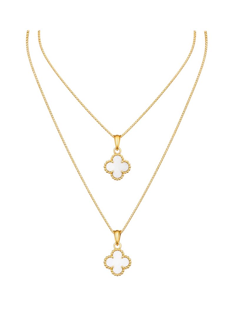 Colar Duplo Folheado a Ouro 18k Inspiração Vg Resinada