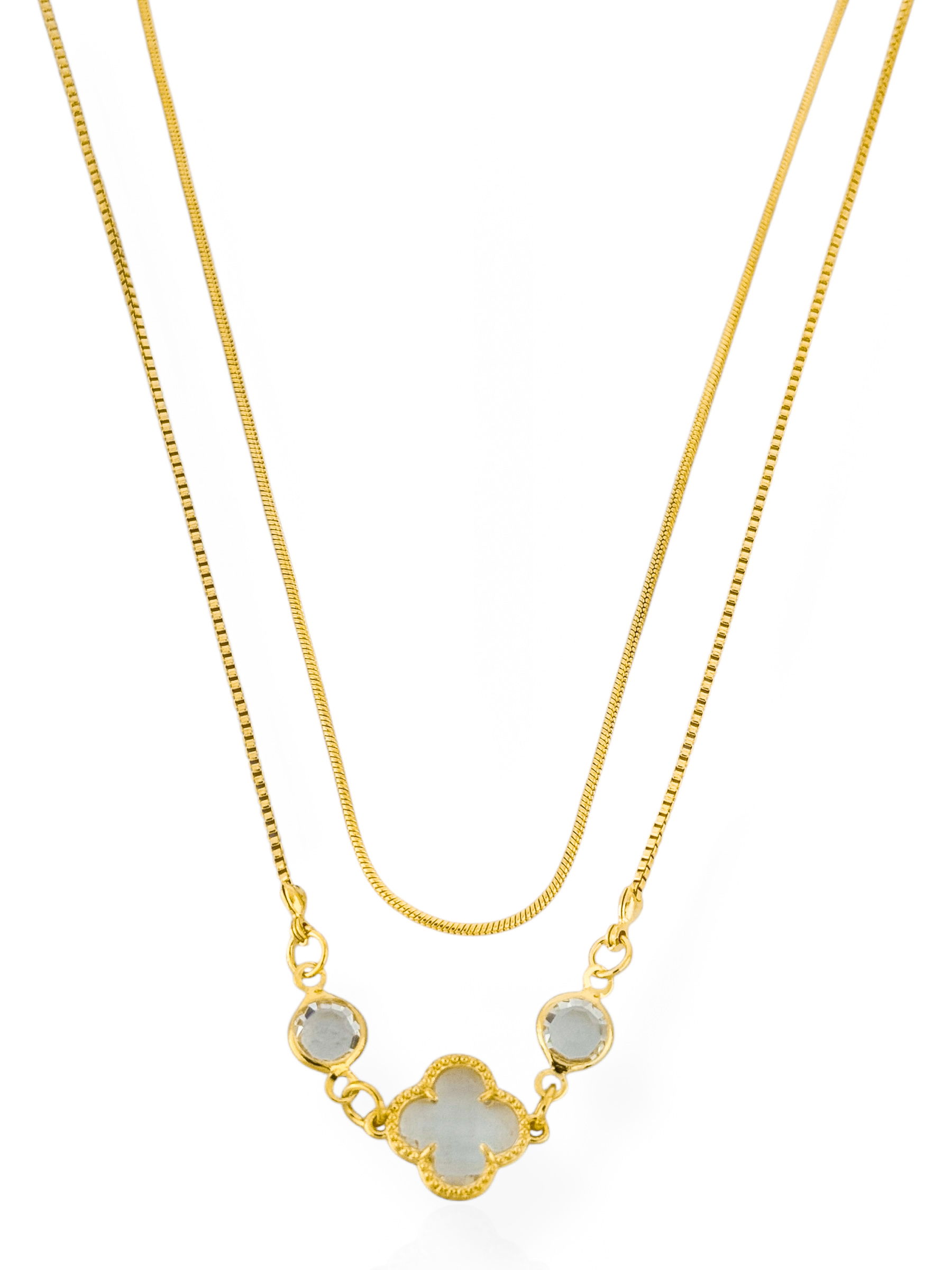 Colar Duplo Folheado a Ouro 18k Veneziana Com Inspiração Vg