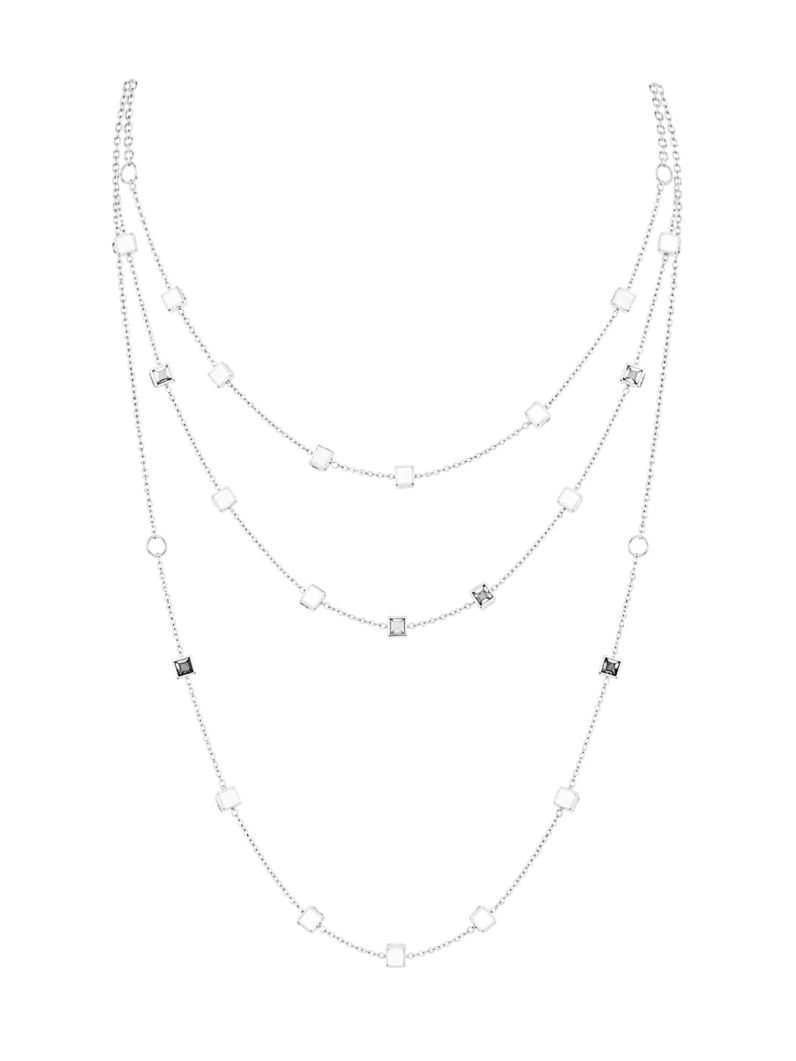 Colar Duplo Folheado a Prata 925 Design Quadrados
