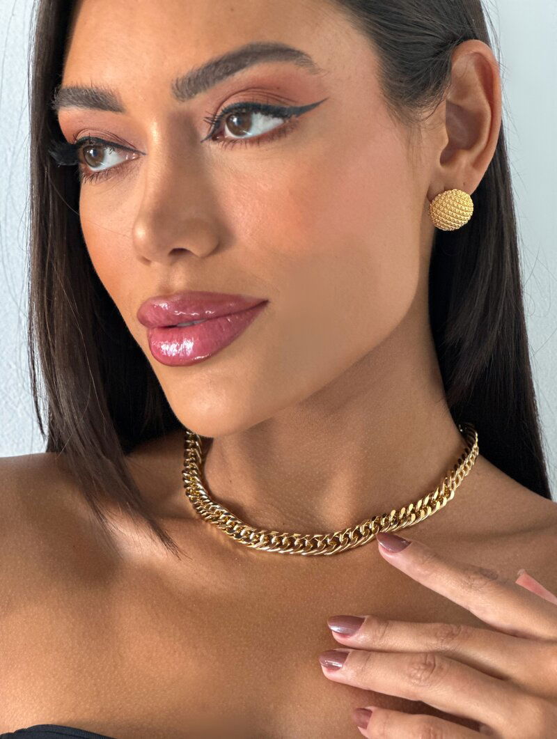 COLAR E PULSEIRA FOLHEADO A OURO 18K CORRENTE CORDÃO GRUMET.